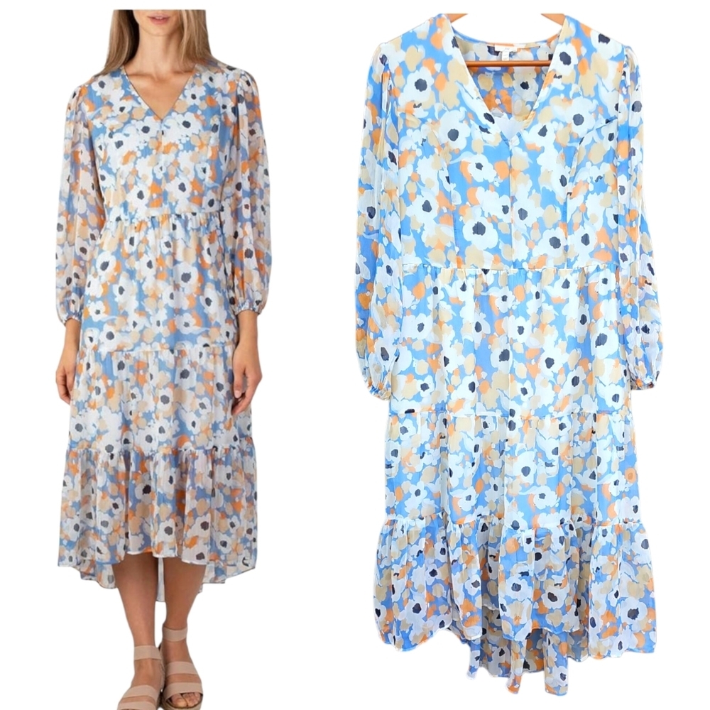 Joie Chiffon Floral High Low Maxi Dress Size L